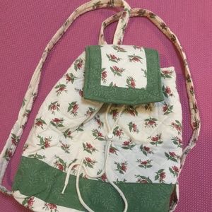 Floral drawstring cotton backpack